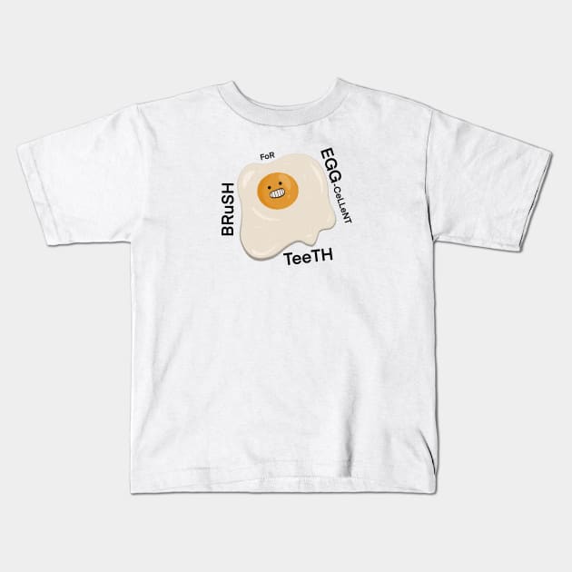 Cute funny egg brush your teeth kids Liam Fitzpatrick Kids T-Shirt by Liam Fitzpatrick 